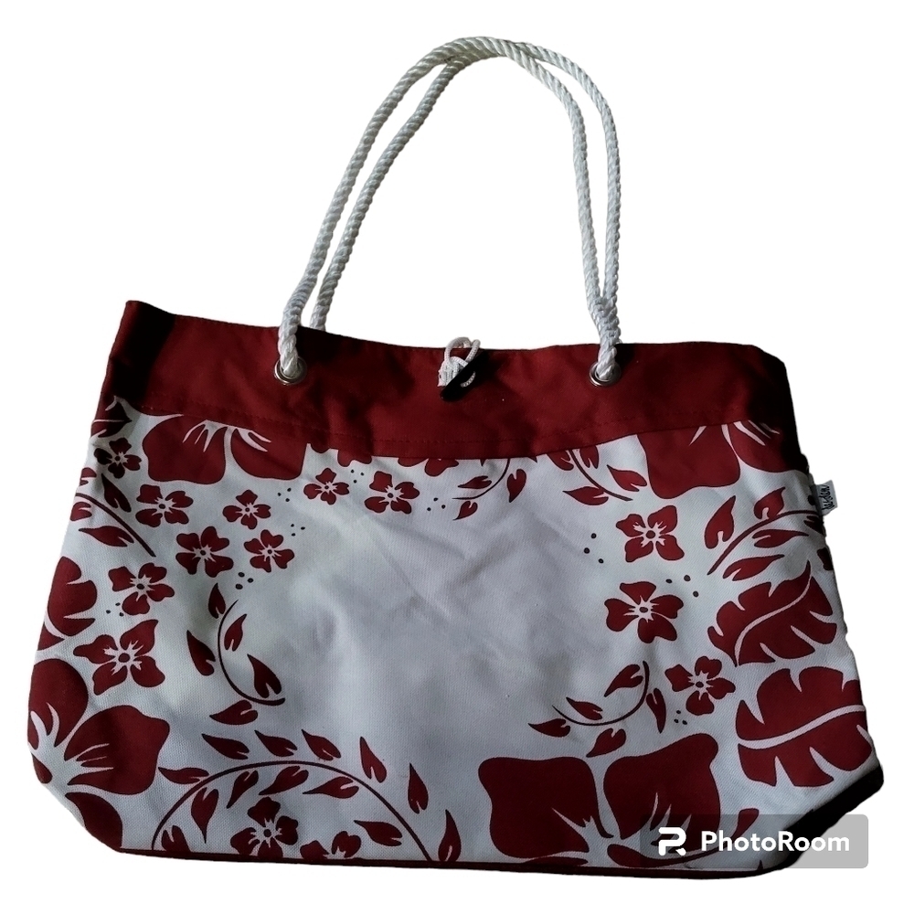 Hawaiian Beach Bag Red White - Picture 1 of 2